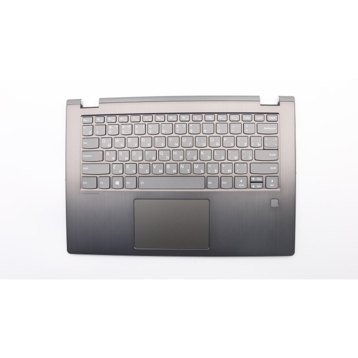 Lenovo 5CB0R47290 Palmrest Top Case con tastiera, Russo, Grigio ferro, Retroilluminazione, Lettore di impronte digitali