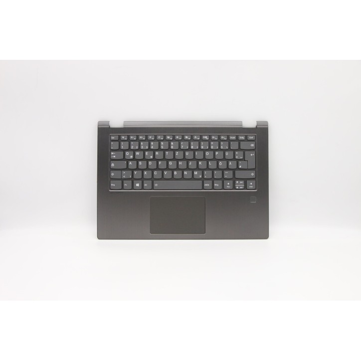 Lenovo 5CB0R47328 Palmrest Top Case con tastiera, Tedesco, Iron Grey, Retroilluminazione, Lettore di impronte digitali
