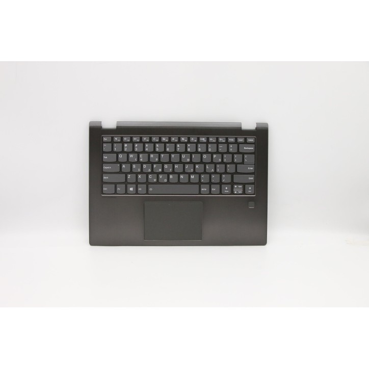 Lenovo 5CB0R47338 Palmrest Top Case con tastiera, Greco, Grigio ferro, Retroilluminazione, Impronta digitale