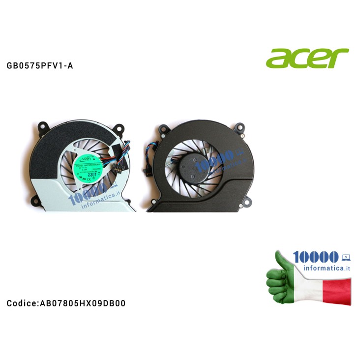 Ventola Fan CPU ACER Aspire M3-581T M3-581TG M3-581G M3-580 M3-580G M3-581PT M3-581PTG GB0575PFV1-A