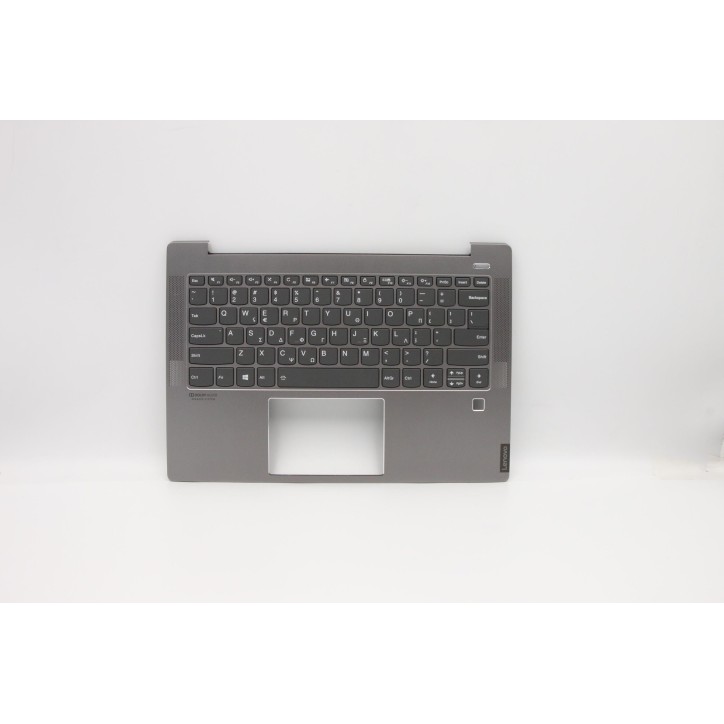 Lenovo 5CB0S17217 Palmrest Top Case con tastiera, Greco, Grigio, Retroilluminazione, Impronta digitale