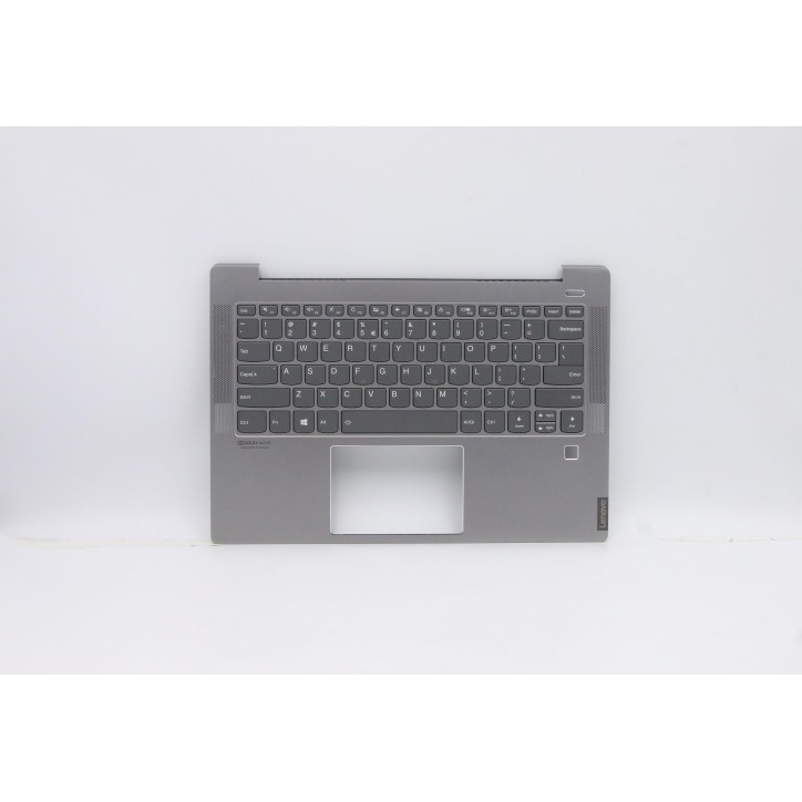 Lenovo 5CB0S17218 Palmrest Top Case con tastiera, Inglese (Stati Uniti/Europa), Grigio, Retroilluminazione, Impronta digitale