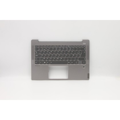 Lenovo 5CB0S17238 Palmrest Top Case con tastiera, Belga, grigio, Retroilluminazione, Lettore di impronte digitali, UK