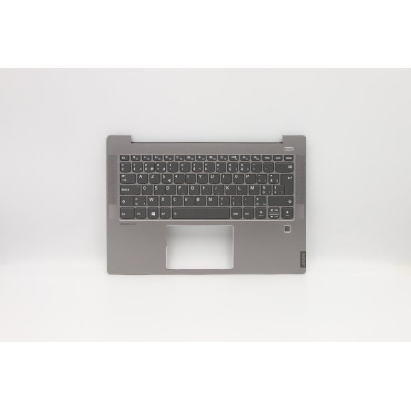 Lenovo 5CB0S17238 Palmrest Top Case con tastiera, Belga, grigio, Retroilluminazione, Lettore di impronte digitali, UK