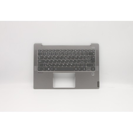Lenovo 5CB0S17243 Palmrest Top Case con tastiera, Ceco, grigio, Retroilluminazione, Lettore di impronte digitali, UK