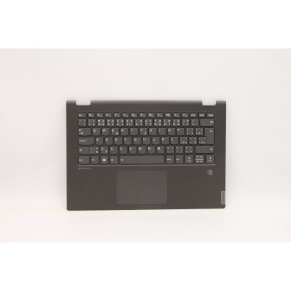 Lenovo 5CB0S17345 Palmrest Top Case con tastiera, Ceco, Retroilluminazione, Lettore di impronte digitali, UK