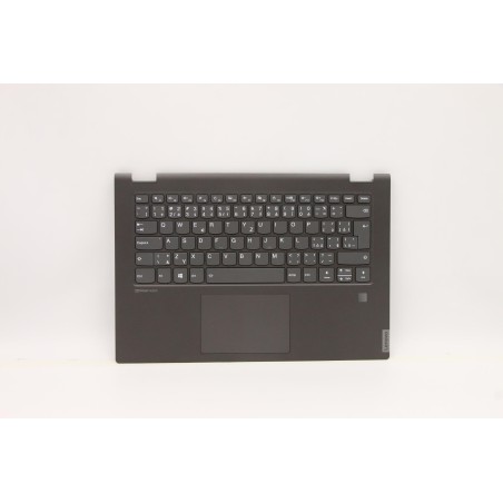 Lenovo 5CB0S17345 Palmrest Top Case con tastiera, Ceco, Retroilluminazione, Lettore di impronte digitali, UK