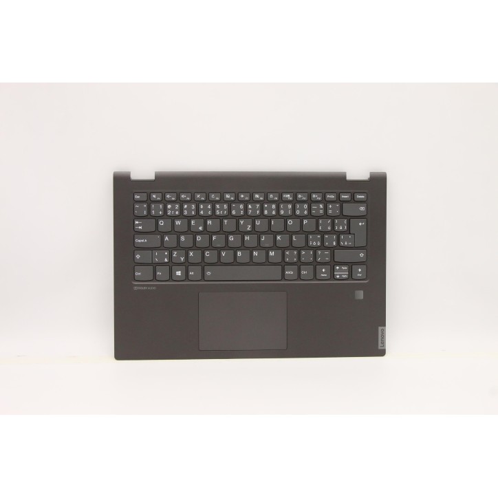 Lenovo 5CB0S17345 Palmrest Top Case con tastiera, Ceco, Retroilluminazione, Lettore di impronte digitali, UK