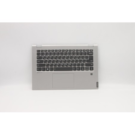 Lenovo 5CB0S17450 Palmrest Top Case con tastiera, Arabo, Grigio platino, Retroilluminazione, Lettore di impronte digitali, US