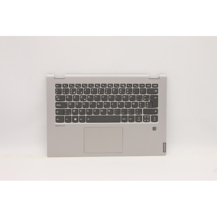 Lenovo 5CB0S17466 Palmrest Top Case con tastiera, Belga, Grigio platino, Retroilluminazione, Lettore di impronte digitali, UK