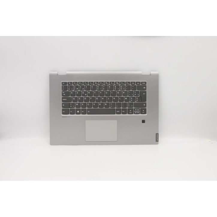 Lenovo 5CB0S17724 Palmrest Top Case con tastiera, Belga, grigio, Retroilluminazione, Lettore di impronte digitali, UK