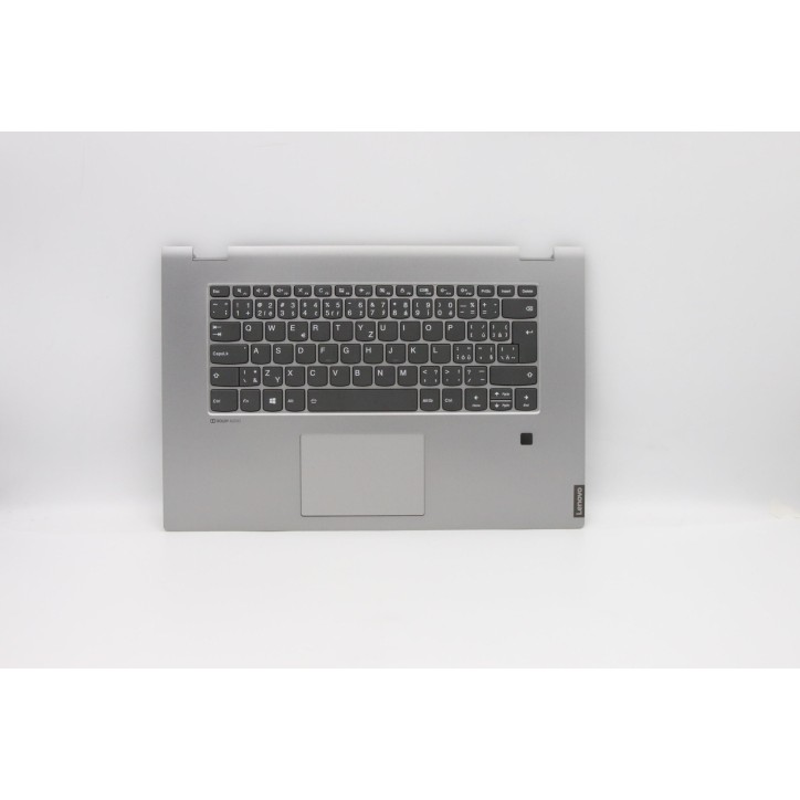 Lenovo 5CB0S17729 Palmrest Top Case con tastiera, Ceco, grigio, Retroilluminazione, Lettore di impronte digitali, UK