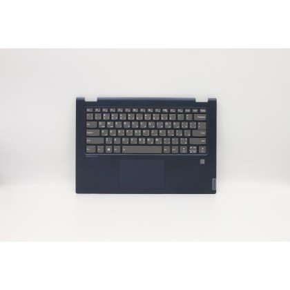 Lenovo 5CB0U42242 Palmrest Top Case con tastiera, Arabo, Blu, Retroilluminazione, Lettore di impronte digitali, US