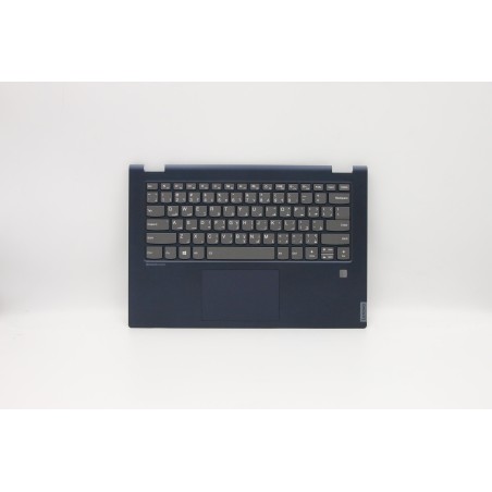 Lenovo 5CB0U42242 Palmrest Top Case con tastiera, Arabo, Blu, Retroilluminazione, Lettore di impronte digitali, US