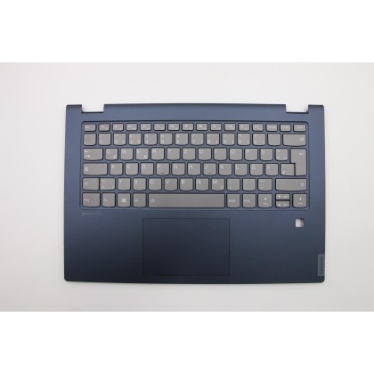 Lenovo 5CB0U42255 Palmrest Top Case con tastiera, Tedesco, Blu, Retroilluminazione, Impronta digitale