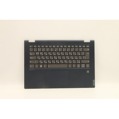 Lenovo 5CB0U42262 Palmrest Top Case con tastiera, Bulgaro, Blu, Retroilluminazione, Lettore di impronte digitali, UK