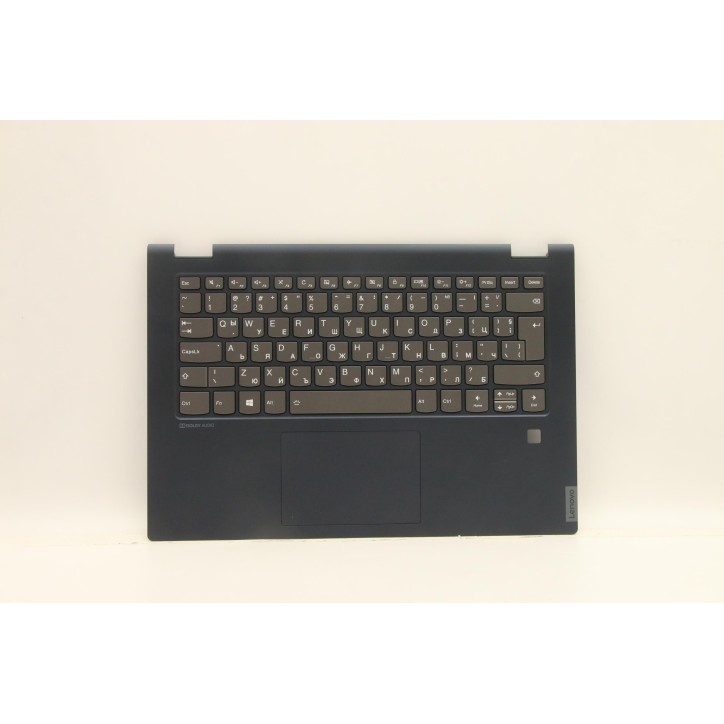 Lenovo 5CB0U42262 Palmrest Top Case con tastiera, Bulgaro, Blu, Retroilluminazione, Lettore di impronte digitali, UK