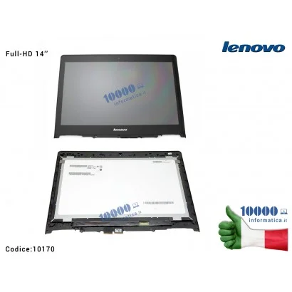10170 Display LCD con Vetro Touch Screen e Cornice Frame LENOVO Flex 3 14'' Yoga 500-14 500-14ACL 500-14IBD [14'' FHD] (Full-HD)