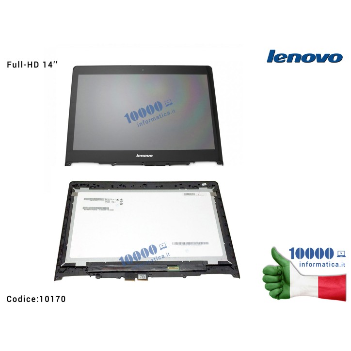 Display LCD con Vetro Touch Screen e Cornice Frame LENOVO Flex 3 14'' Yoga 500-14 500-14ACL 500-14IBD [14'' FHD] (Full-HD)