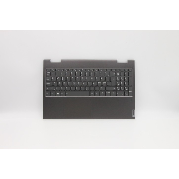 Lenovo 5CB0U43802 Palmrest Top Case con tastiera, Europa del Nord, Grigio ferro, Retroilluminazione
