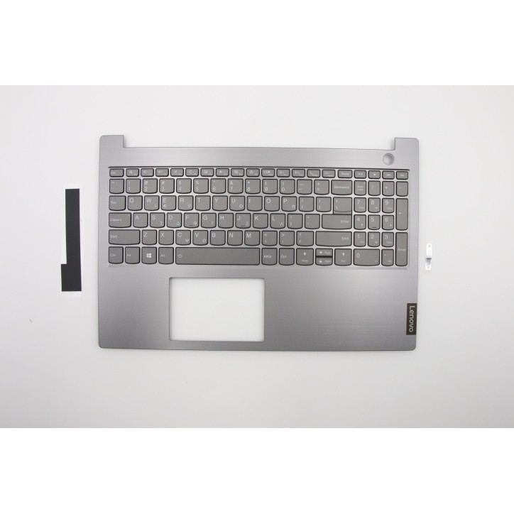 Lenovo 5CB0W45216 Palmrest Top Case con tastiera, Greco, Grigio minerale, Retroilluminazione, Impronta digitale