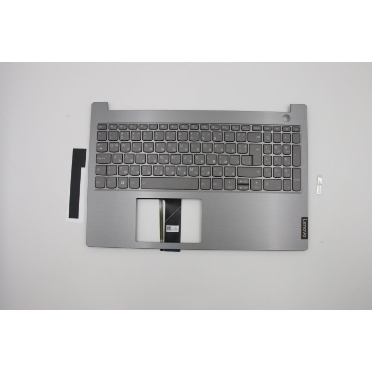 Lenovo 5CB0W45248 Palmrest Top Case con tastiera, Bulgaro, Grigio minerale, Retroilluminazione, Lettore di impronte digitali, UK