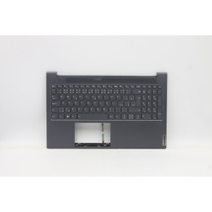 Lenovo 5CB0X55815 Palmrest Top Case con tastiera, Ceco, grigio, Retroilluminazione, UK