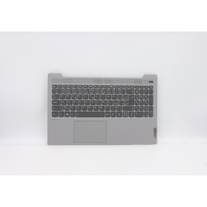 Lenovo 5CB0X56084 Palmrest Top Case con tastiera, Ceco, Grigio platino, Retroilluminazione, Lettore di impronte digitali, UK