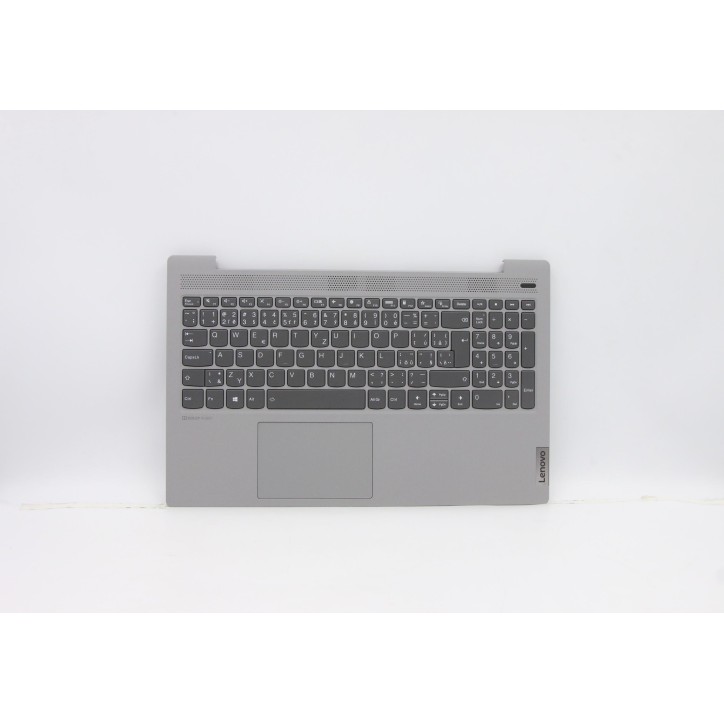 Lenovo 5CB0X56084 Palmrest Top Case con tastiera, Ceco, Grigio platino, Retroilluminazione, Lettore di impronte digitali, UK