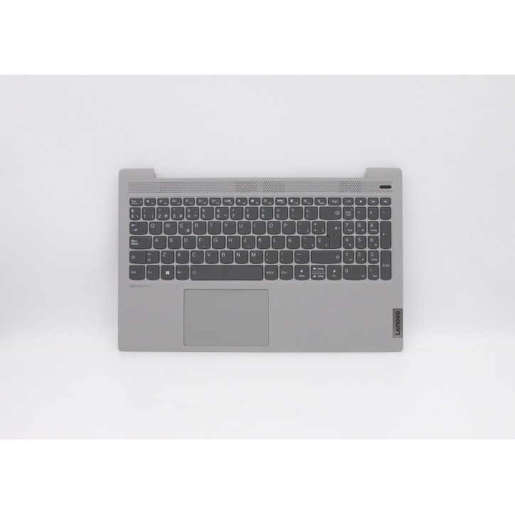 Lenovo 5CB0X56103 Palmrest Top Case con tastiera, Spagnolo, Grigio platino, Retroilluminazione, Lettore di impronte digitali