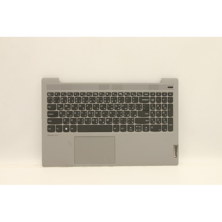 Lenovo 5CB0X56266 Palmrest Top Case con tastiera, Arabo, Grigio platino, Senza retroilluminazione, Lettore di impronte digitali,