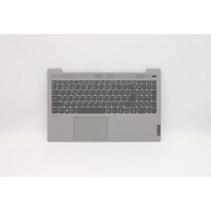 Lenovo 5CB0X56267 Palmrest Top Case con tastiera, Belga, Grigio platino, Senza retroilluminazione, Lettore di impronte digitali,