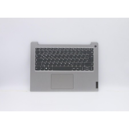 Lenovo 5CB0X56627 Palmrest Top Case con tastiera, Tedesco, Grigio platino, Senza_retroilluminazione, Impronta digitale