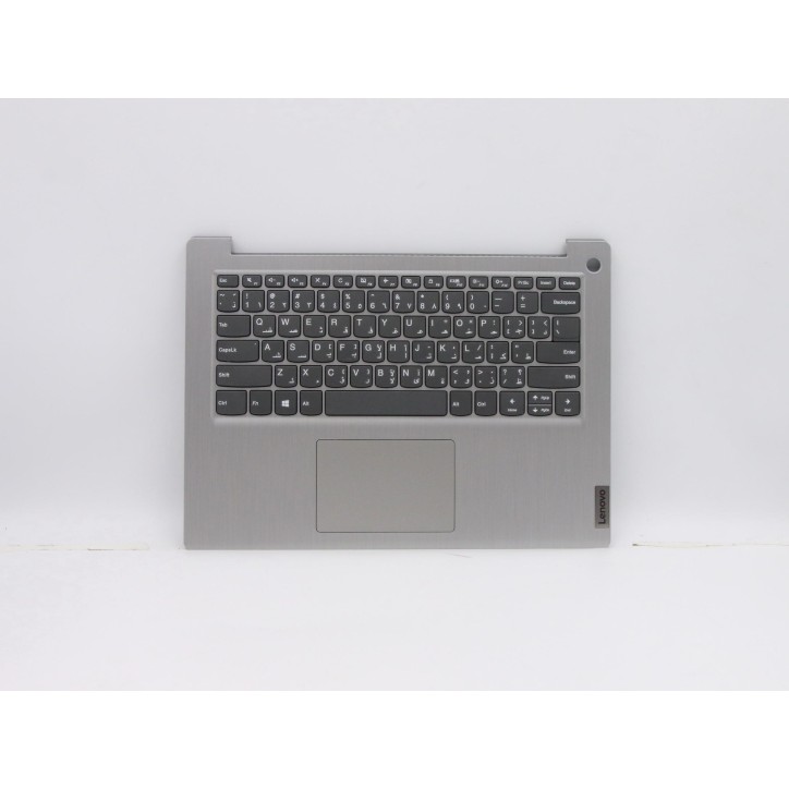 Lenovo 5CB0X56628 Palmrest Top Case con tastiera, Arabo, Grigio platino, Senza retroilluminazione, Lettore di impronte digitali,