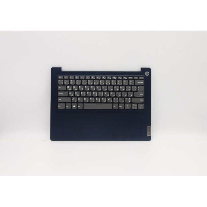 Lenovo 5CB0X56688 Palmrest Top Case con tastiera, Arabo, blu scuro, Senza retroilluminazione, Lettore di impronte digitali, US
