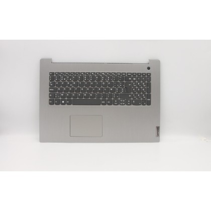 Lenovo 5CB0X56885 Palmrest Top Case con tastiera, Belga, Grigio platino, Senza retroilluminazione, Lettore di impronte digitali,