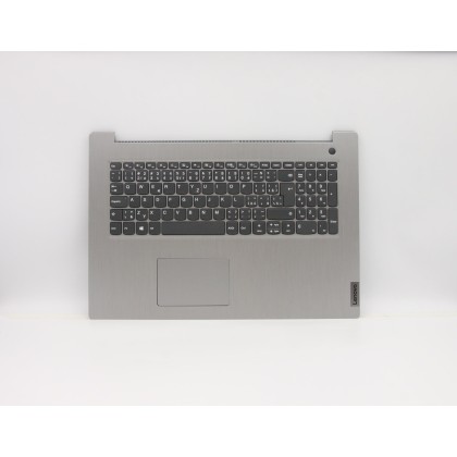 Lenovo 5CB0X56890 Palmrest Top Case con tastiera, Ceco, Grigio platino, Senza retroilluminazione, Lettore di impronte digitali, 