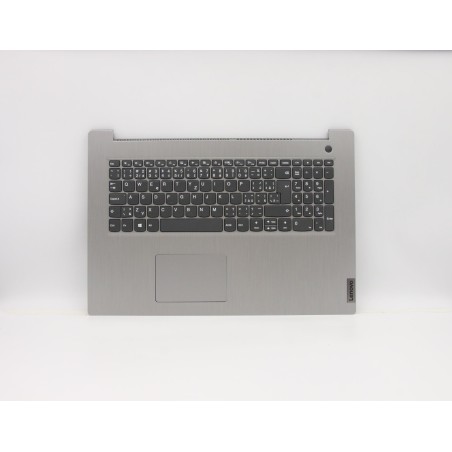Lenovo 5CB0X56890 Palmrest Top Case con tastiera, Ceco, Grigio platino, Senza retroilluminazione, Lettore di impronte digitali, 