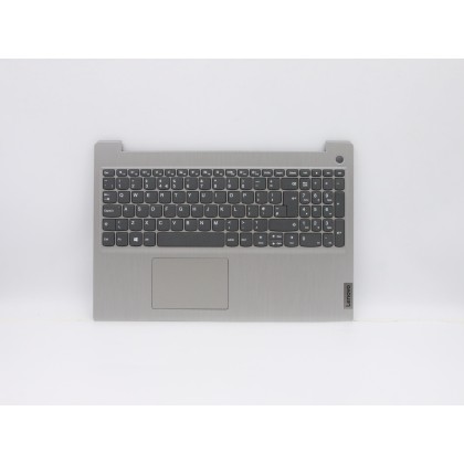Lenovo 5CB0X57507 Palmrest Top Case con tastiera, Inglese Regno Unito, Grigio platino, Senza_retroilluminazione, Impronta digita