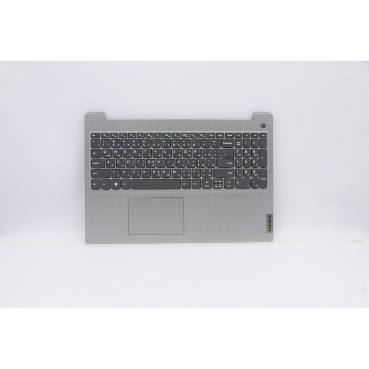Lenovo 5CB0X57520 Palmrest Top Case con tastiera, Arabo, Grigio platino, Senza retroilluminazione, Lettore di impronte digitali,
