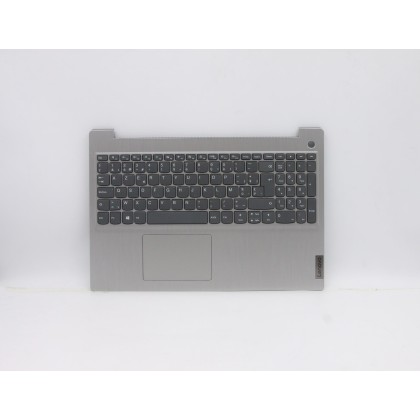 Lenovo 5CB0X57526 Palmrest Top Case con tastiera, Belga, Grigio platino, Senza retroilluminazione, Lettore di impronte digitali,
