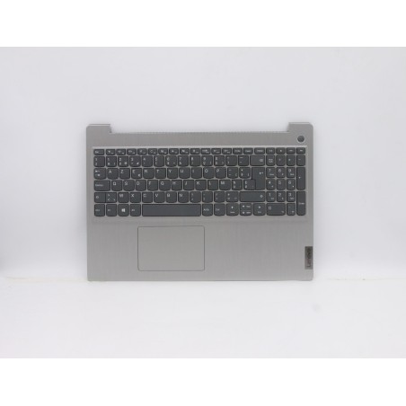 Lenovo 5CB0X57526 Palmrest Top Case con tastiera, Belga, Grigio platino, Senza retroilluminazione, Lettore di impronte digitali,
