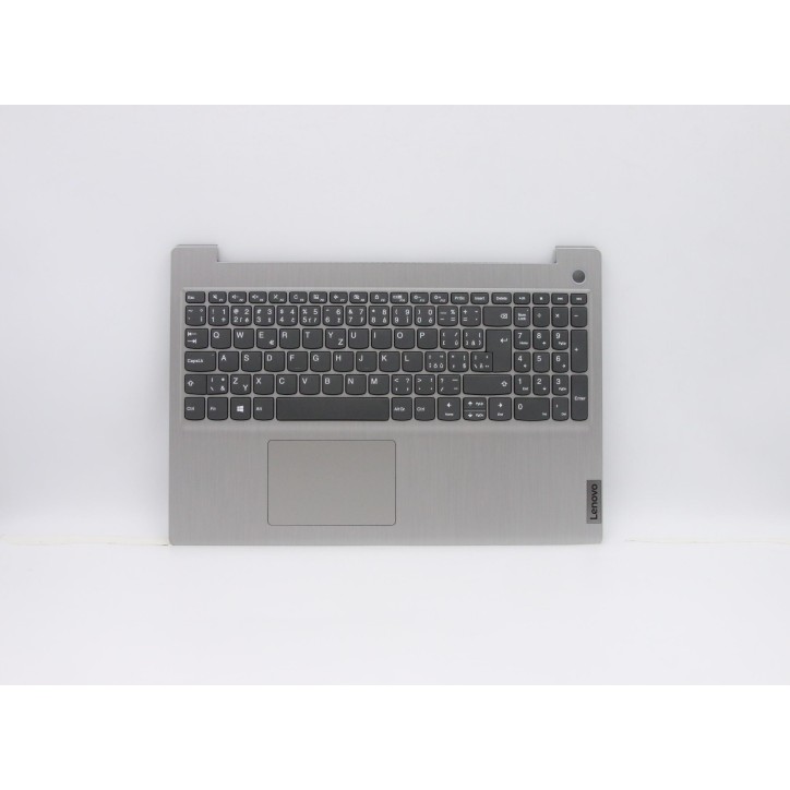 Lenovo 5CB0X57531 Palmrest Top Case con tastiera, Ceco, Grigio platino, Senza retroilluminazione, Lettore di impronte digitali, 