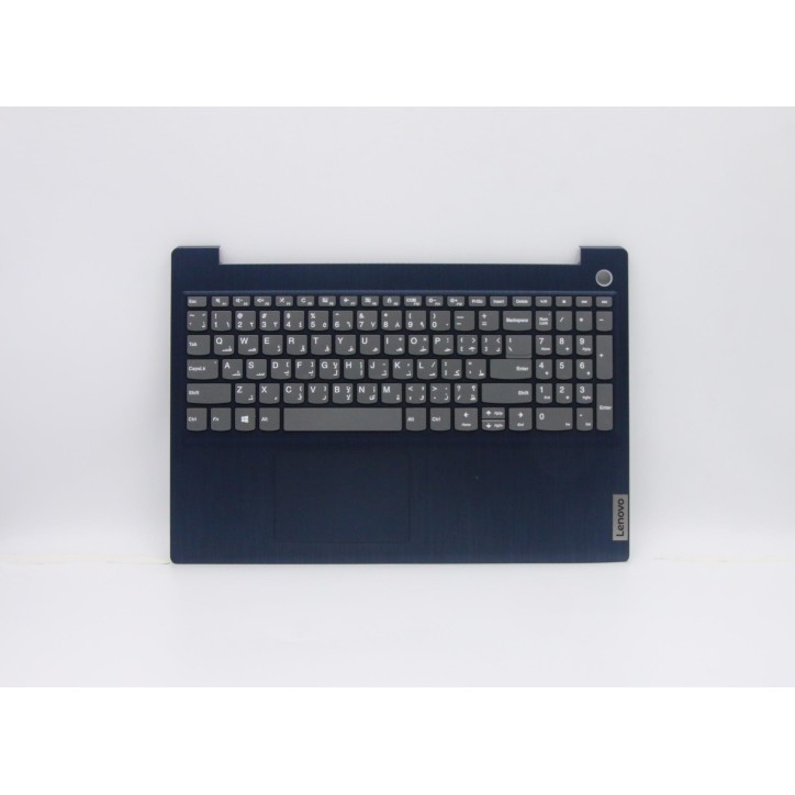 Lenovo 5CB0X57580 Palmrest Top Case con tastiera, Arabo, blu scuro, Lettore di impronte digitali, US