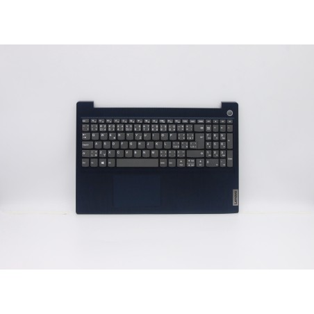 Lenovo 5CB0X57591 Palmrest Top Case con tastiera, Ceco/Slovacco, blu scuro, Lettore di impronte digitali, UK