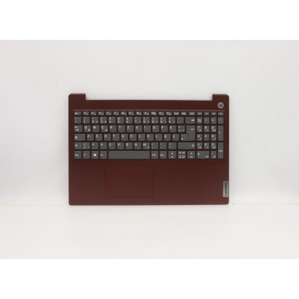 Lenovo 5CB0X57639 Palmrest Top Case con tastiera, Tedesco, Rosso corallo, Senza_retroilluminazione, Impronta digitale