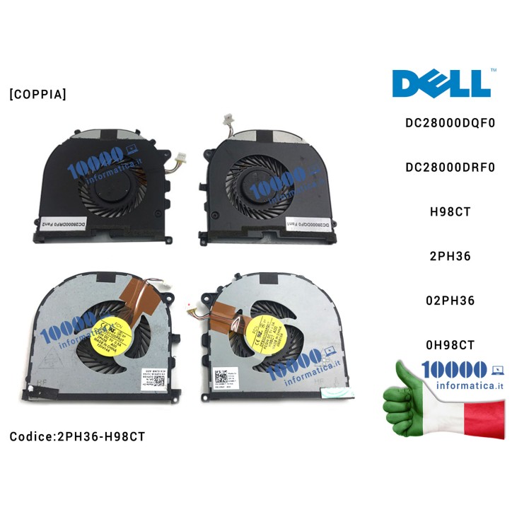 Ventola di Raffreddamento Fan CPU DELL Precision M3800 XPS 15 9530 [COPPIA] DC28000DQF0 DC28000DRF0 H98CT 2PH36 02PH36 CN-02PH36