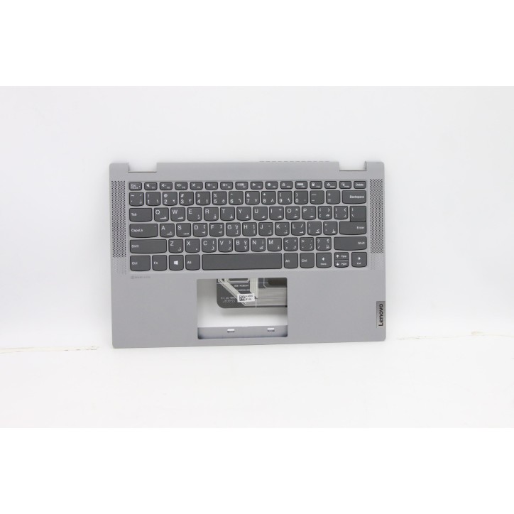 Lenovo 5CB0Y85346 Palmrest Top Case con tastiera, Arabo, Grigio platino, Senza retroilluminazione, Senza lettore di impronte dig