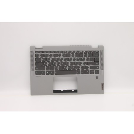 Lenovo 5CB0Y85378 Palmrest Top Case con tastiera, Arabo, Grigio platino, Retroilluminazione, Lettore di impronte digitali, US