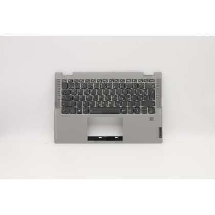 Lenovo 5CB0Y85387 Palmrest Top Case con tastiera, Sloveno, Grigio platino, Retroilluminazione, Impronta digitale